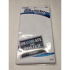 New - Art Skills 72 Pc. Letter Stickers & Numbers Color White